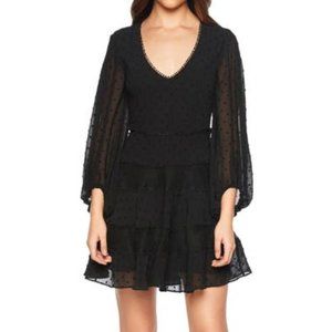 Bardot Mae Lace & Swiss Dot Black Mini Dress